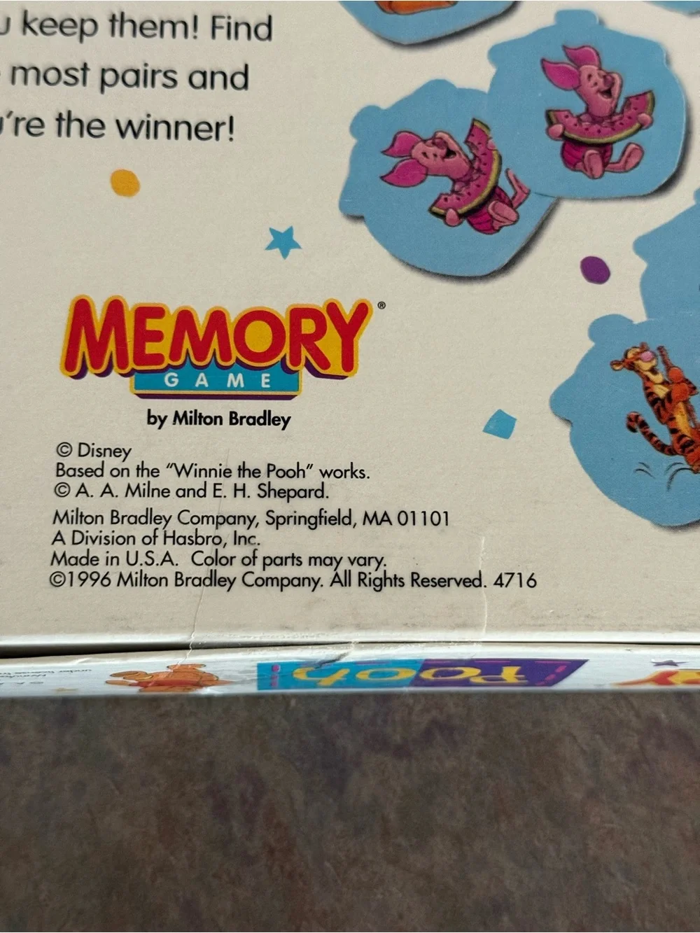 Complete Winnie The Pooh Memory Game with matching Cards Milton Bradley 1996